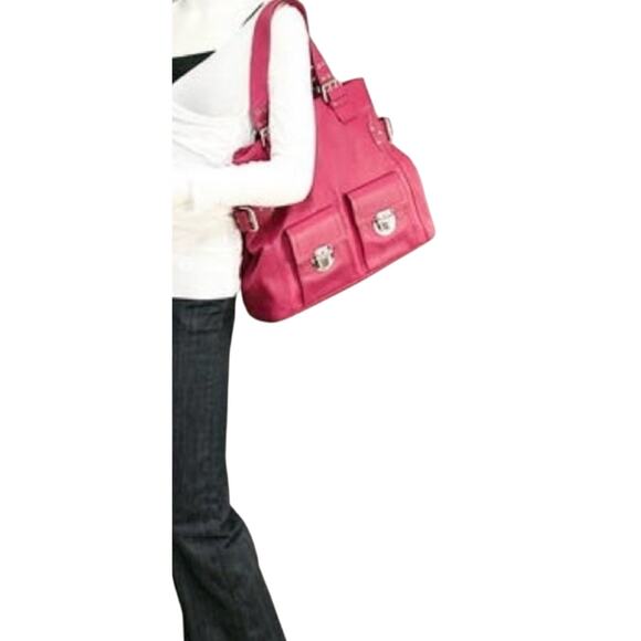 Marc Jacobs Mainline Fuchsia Leather Tote Pushlock Made Italy Y2K 